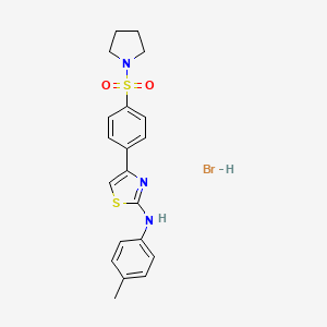 molecular formula C20H22BrN3O2S2 B4887278 N-(4-methylphenyl)-4-(4-pyrrolidin-1-ylsulfonylphenyl)-1,3-thiazol-2-amine;hydrobromide 