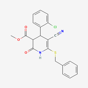 methyl 6-(benzylthio)-4-(2-chlorophenyl)-5-cyano-2-oxo-1,2,3,4-tetrahydro-3-pyridinecarboxylate