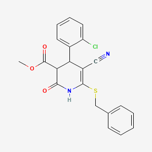 molecular formula C21H17ClN2O3S B4887414 methyl 6-(benzylthio)-4-(2-chlorophenyl)-5-cyano-2-oxo-1,2,3,4-tetrahydro-3-pyridinecarboxylate 