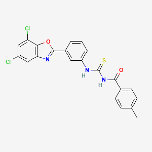 molecular formula C22H15Cl2N3O2S B4887485 N-({[3-(5,7-dichloro-1,3-benzoxazol-2-yl)phenyl]amino}carbonothioyl)-4-methylbenzamide 