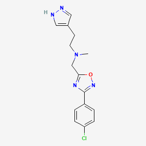 molecular formula C15H16ClN5O B4887503 N-{[3-(4-chlorophenyl)-1,2,4-oxadiazol-5-yl]methyl}-N-methyl-2-(1H-pyrazol-4-yl)ethanamine 