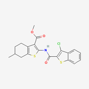 molecular formula C20H18ClNO3S2 B4887509 methyl 2-{[(3-chloro-1-benzothien-2-yl)carbonyl]amino}-6-methyl-4,5,6,7-tetrahydro-1-benzothiophene-3-carboxylate 