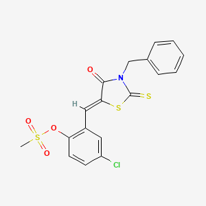 molecular formula C18H14ClNO4S3 B4887542 2-[(3-benzyl-4-oxo-2-thioxo-1,3-thiazolidin-5-ylidene)methyl]-4-chlorophenyl methanesulfonate 