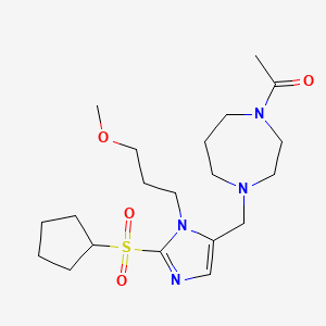 molecular formula C20H34N4O4S B4887595 1-acetyl-4-{[2-(cyclopentylsulfonyl)-1-(3-methoxypropyl)-1H-imidazol-5-yl]methyl}-1,4-diazepane 