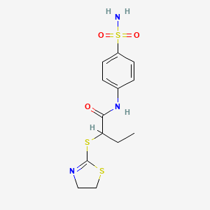 molecular formula C13H17N3O3S3 B4887652 N-[4-(aminosulfonyl)phenyl]-2-(4,5-dihydro-1,3-thiazol-2-ylthio)butanamide 