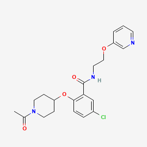 molecular formula C21H24ClN3O4 B4887691 2-[(1-acetyl-4-piperidinyl)oxy]-5-chloro-N-[2-(3-pyridinyloxy)ethyl]benzamide 