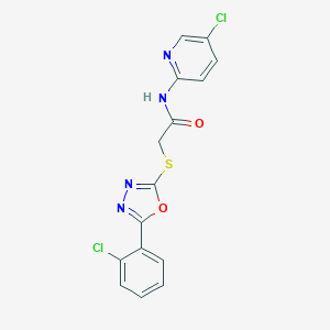 molecular formula C15H10Cl2N4O2S B488778 2-{[5-(2-chlorophenyl)-1,3,4-oxadiazol-2-yl]sulfanyl}-N-(5-chloro-2-pyridinyl)acetamide CAS No. 725244-13-3