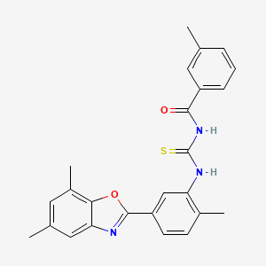 molecular formula C25H23N3O2S B4887795 N-({[5-(5,7-dimethyl-1,3-benzoxazol-2-yl)-2-methylphenyl]amino}carbonothioyl)-3-methylbenzamide 