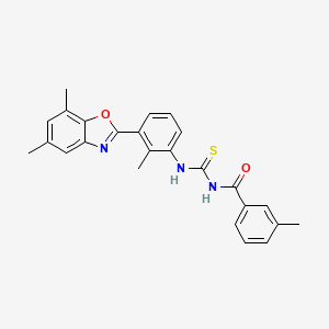 molecular formula C25H23N3O2S B4887799 N-({[3-(5,7-dimethyl-1,3-benzoxazol-2-yl)-2-methylphenyl]amino}carbonothioyl)-3-methylbenzamide 