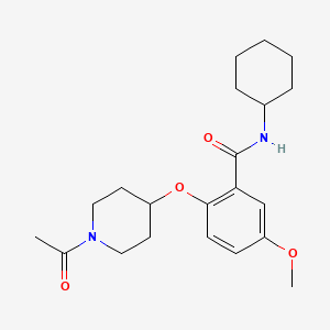 molecular formula C21H30N2O4 B4887812 2-[(1-acetyl-4-piperidinyl)oxy]-N-cyclohexyl-5-methoxybenzamide 
