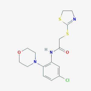molecular formula C15H18ClN3O2S2 B488786 N-(5-chloro-2-morpholin-4-ylphenyl)-2-(4,5-dihydro-1,3-thiazol-2-ylsulfanyl)acetamide CAS No. 725707-23-3