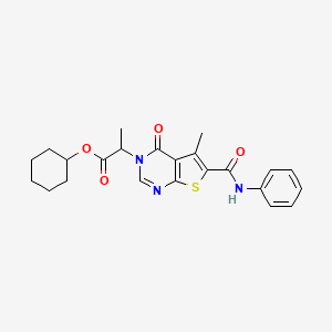 molecular formula C23H25N3O4S B4887877 cyclohexyl 2-[6-(anilinocarbonyl)-5-methyl-4-oxothieno[2,3-d]pyrimidin-3(4H)-yl]propanoate 