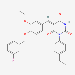 molecular formula C28H25FN2O5 B4887918 5-{3-ethoxy-4-[(3-fluorobenzyl)oxy]benzylidene}-1-(4-ethylphenyl)-2,4,6(1H,3H,5H)-pyrimidinetrione 