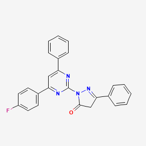 molecular formula C25H17FN4O B4887966 2-[4-(4-fluorophenyl)-6-phenyl-2-pyrimidinyl]-5-phenyl-2,4-dihydro-3H-pyrazol-3-one 