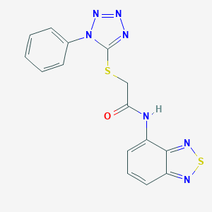 molecular formula C15H11N7OS2 B488801 N-(2,1,3-benzothiadiazol-4-yl)-2-(1-phenyltetrazol-5-yl)sulfanylacetamide CAS No. 714214-65-0