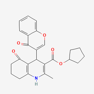 molecular formula C25H25NO5 B4888021 cyclopentyl 2-methyl-5-oxo-4-(4-oxo-4H-chromen-3-yl)-1,4,5,6,7,8-hexahydro-3-quinolinecarboxylate 