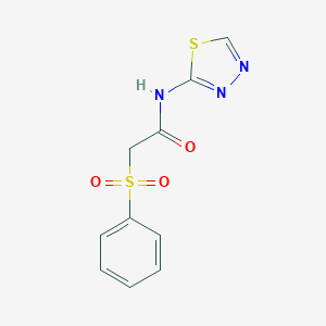 molecular formula C10H9N3O3S2 B488805 2-(phenylsulfonyl)-N-(1,3,4-thiadiazol-2-yl)acetamide CAS No. 725706-98-9