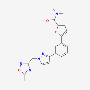 molecular formula C20H19N5O3 B4888106 N,N-dimethyl-5-(3-{1-[(5-methyl-1,2,4-oxadiazol-3-yl)methyl]-1H-pyrazol-3-yl}phenyl)-2-furamide 