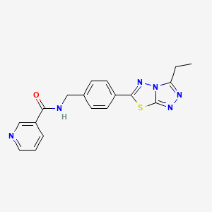 molecular formula C18H16N6OS B4888118 N-[4-(3-ethyl[1,2,4]triazolo[3,4-b][1,3,4]thiadiazol-6-yl)benzyl]nicotinamide 