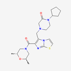 molecular formula C22H31N5O3S B4888123 1-cyclopentyl-4-[(6-{[(2R*,6S*)-2,6-dimethyl-4-morpholinyl]carbonyl}imidazo[2,1-b][1,3]thiazol-5-yl)methyl]-2-piperazinone 