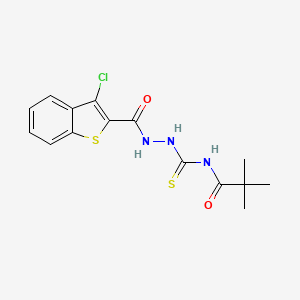 molecular formula C15H16ClN3O2S2 B4888172 N-({2-[(3-chloro-1-benzothien-2-yl)carbonyl]hydrazino}carbonothioyl)-2,2-dimethylpropanamide 