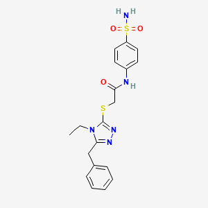molecular formula C19H21N5O3S2 B4888192 N-[4-(aminosulfonyl)phenyl]-2-[(5-benzyl-4-ethyl-4H-1,2,4-triazol-3-yl)thio]acetamide 