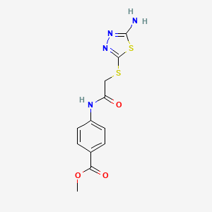 molecular formula C12H12N4O3S2 B4888201 methyl 4-({[(5-amino-1,3,4-thiadiazol-2-yl)thio]acetyl}amino)benzoate 
