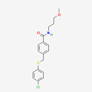 molecular formula C18H20ClNO2S B4888256 4-{[(4-chlorophenyl)thio]methyl}-N-(3-methoxypropyl)benzamide 