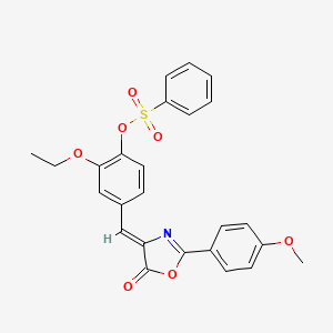 molecular formula C25H21NO7S B4888275 2-ethoxy-4-{[2-(4-methoxyphenyl)-5-oxo-1,3-oxazol-4(5H)-ylidene]methyl}phenyl benzenesulfonate 