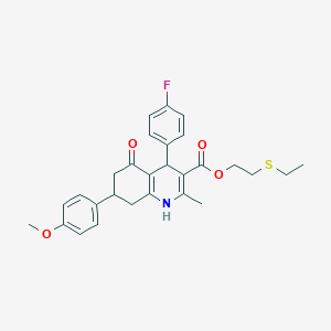 molecular formula C28H30FNO4S B4888291 2-(ethylthio)ethyl 4-(4-fluorophenyl)-7-(4-methoxyphenyl)-2-methyl-5-oxo-1,4,5,6,7,8-hexahydro-3-quinolinecarboxylate 