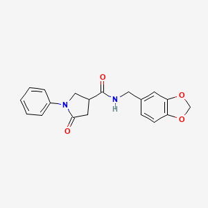 N-(1,3-benzodioxol-5-ylmethyl)-5-oxo-1-phenyl-3-pyrrolidinecarboxamide