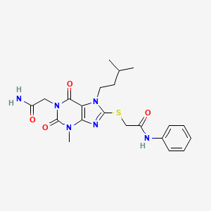 molecular formula C21H26N6O4S B4888321 2-{[1-(2-amino-2-oxoethyl)-3-methyl-7-(3-methylbutyl)-2,6-dioxo-2,3,6,7-tetrahydro-1H-purin-8-yl]thio}-N-phenylacetamide 