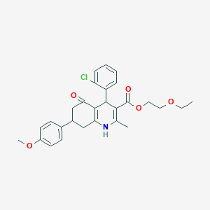 molecular formula C28H30ClNO5 B4888332 2-ethoxyethyl 4-(2-chlorophenyl)-7-(4-methoxyphenyl)-2-methyl-5-oxo-1,4,5,6,7,8-hexahydro-3-quinolinecarboxylate 