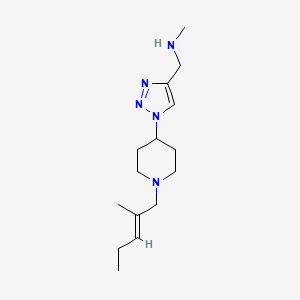 molecular formula C15H27N5 B4888375 N-methyl-1-(1-{1-[(2E)-2-methyl-2-penten-1-yl]-4-piperidinyl}-1H-1,2,3-triazol-4-yl)methanamine bis(trifluoroacetate) 