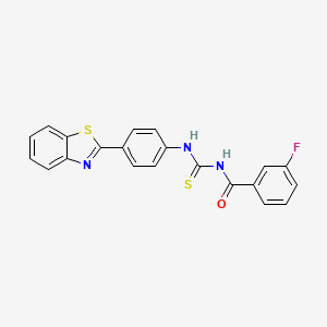 molecular formula C21H14FN3OS2 B4888378 N-({[4-(1,3-benzothiazol-2-yl)phenyl]amino}carbonothioyl)-3-fluorobenzamide 