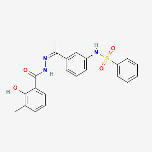 molecular formula C22H21N3O4S B4888432 N-{3-[N-(2-hydroxy-3-methylbenzoyl)ethanehydrazonoyl]phenyl}benzenesulfonamide 