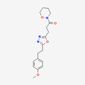 molecular formula C18H23N3O4 B4888444 2-(3-{5-[2-(4-methoxyphenyl)ethyl]-1,3,4-oxadiazol-2-yl}propanoyl)-1,2-oxazinane 