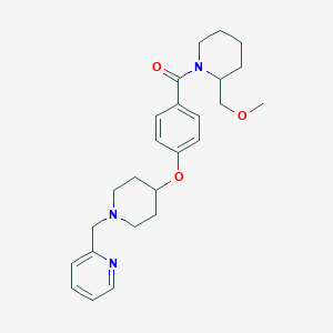 molecular formula C25H33N3O3 B4888455 2-{[4-(4-{[2-(methoxymethyl)-1-piperidinyl]carbonyl}phenoxy)-1-piperidinyl]methyl}pyridine 