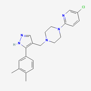 molecular formula C21H24ClN5 B4888463 1-(5-chloro-2-pyridinyl)-4-{[3-(3,4-dimethylphenyl)-1H-pyrazol-4-yl]methyl}piperazine 