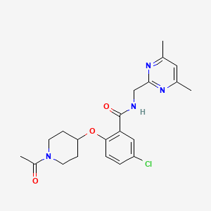 molecular formula C21H25ClN4O3 B4888503 2-[(1-acetyl-4-piperidinyl)oxy]-5-chloro-N-[(4,6-dimethyl-2-pyrimidinyl)methyl]benzamide 