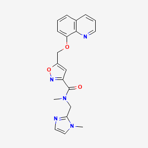molecular formula C20H19N5O3 B4888547 N-methyl-N-[(1-methyl-1H-imidazol-2-yl)methyl]-5-[(8-quinolinyloxy)methyl]-3-isoxazolecarboxamide 