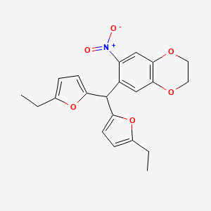 molecular formula C21H21NO6 B4888601 6-[bis(5-ethyl-2-furyl)methyl]-7-nitro-2,3-dihydro-1,4-benzodioxine 