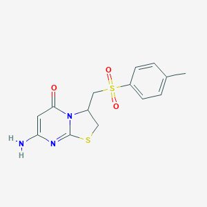molecular formula C14H15N3O3S2 B488863 7-amino-3-{[(4-methylphenyl)sulfonyl]methyl}-2,3-dihydro-5H-[1,3]thiazolo[3,2-a]pyrimidin-5-one CAS No. 727385-71-9