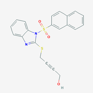 molecular formula C21H16N2O3S2 B488864 4-{[1-(naphthalen-2-ylsulfonyl)-1H-benzimidazol-2-yl]sulfanyl}but-2-yn-1-ol CAS No. 727386-35-8