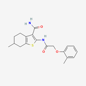 molecular formula C19H22N2O3S B4888732 6-methyl-2-{[(2-methylphenoxy)acetyl]amino}-4,5,6,7-tetrahydro-1-benzothiophene-3-carboxamide 