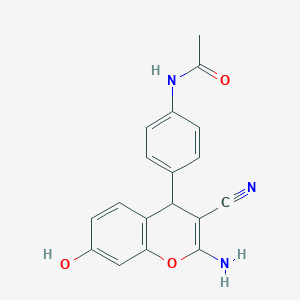 molecular formula C18H15N3O3 B4888769 N-[4-(2-amino-3-cyano-7-hydroxy-4H-chromen-4-yl)phenyl]acetamide 