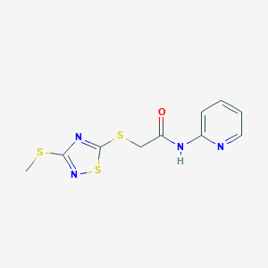 molecular formula C10H10N4OS3 B488877 2-{[3-(methylsulfanyl)-1,2,4-thiadiazol-5-yl]sulfanyl}-N-(2-pyridinyl)acetamide CAS No. 825610-73-9