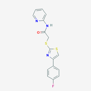 molecular formula C16H12FN3OS2 B488878 2-[4-(4-Fluoro-phenyl)-thiazol-2-ylsulfanyl]-N-pyridin-2-yl-acetamide CAS No. 825610-74-0