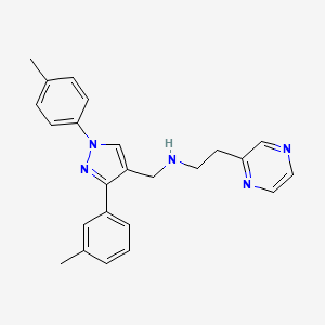 molecular formula C24H25N5 B4888788 N-{[3-(3-methylphenyl)-1-(4-methylphenyl)-1H-pyrazol-4-yl]methyl}-2-(2-pyrazinyl)ethanamine 