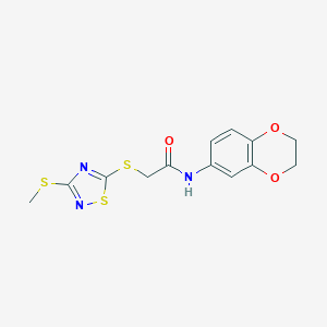 molecular formula C13H13N3O3S3 B488882 N-(2,3-dihydro-1,4-benzodioxin-6-yl)-2-{[3-(methylsulfanyl)-1,2,4-thiadiazol-5-yl]sulfanyl}acetamide CAS No. 825610-80-8